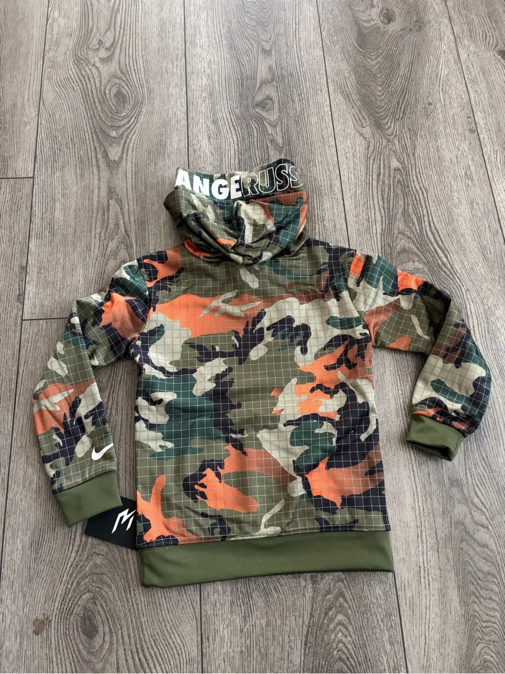 Nike Kids Camo Hoodie with Orange Accents